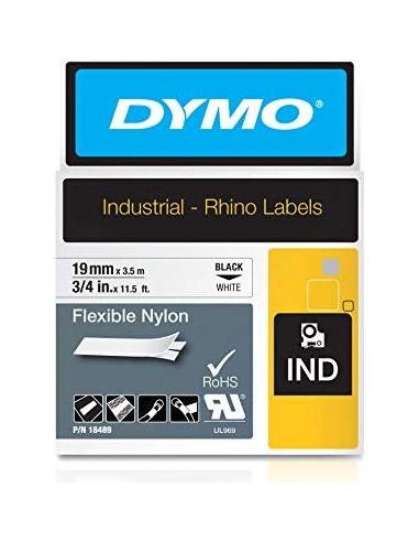 Dymo Rhino Flexible Nylon Tape 19 mm x 3,5 m black to white