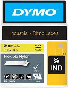 Dymo Rhino Flexible Nylon Tape 24 mm x 3,5 m black to yellow