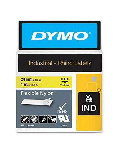 Dymo Rhino Flexible Nylon Tape 24 mm x 3,5 m black to yellow