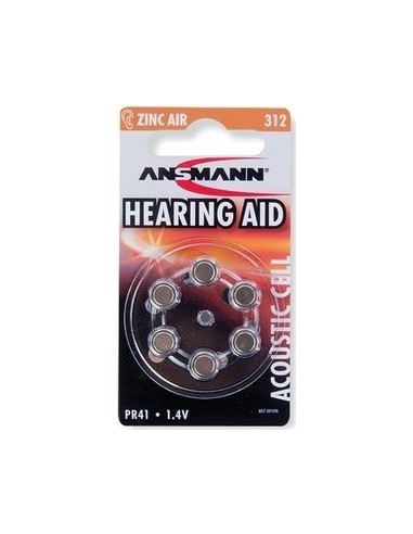 1x6 Ansmann Zinc-Air 312 (PR 41) Hearing Aid Batteries