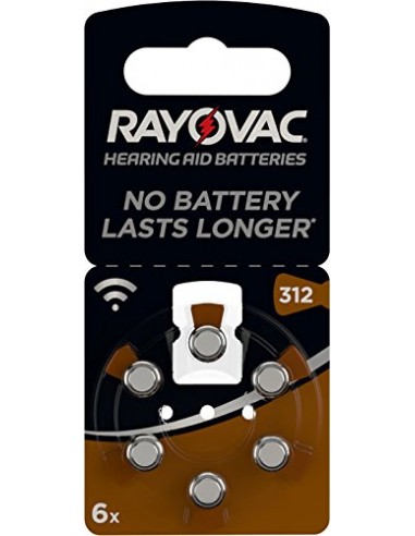 RAYOVAC Acoustic Special 312 Hearing Aid Batteries      6 pcs