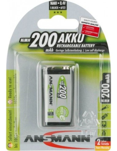 1 Ansmann maxE NiMH rech.bat. 9V block 200 mAh...