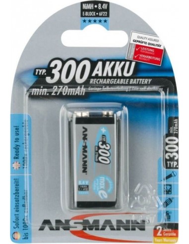 1 Ansmann maxE NiMH Akku 300 9V  270 mAh