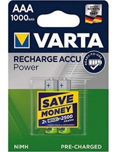 1x2 Varta Rechargeable Accu AAA Ready2Use NiMH 1000 mAh...