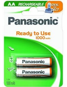 1x2 Panasonic Akku NiMH Mignon AA 1000 mAh Ready to Use DECT