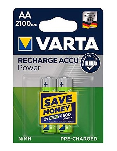 1x2 Varta Rechargeable Accu AA Ready2Use NiMH 2100 mAh Mignon