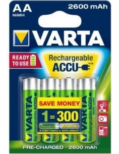 1x4 Varta Rechargeable Accu AA NiMH 2600 mAh Mignon
