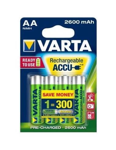 1x4 Varta Rechargeable Accu AA NiMH 2600 mAh Mignon