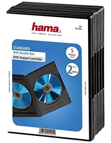 1x5 Hama DVD-Double Jewel Case black                      51294