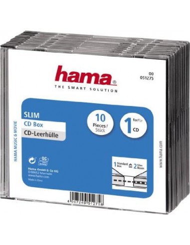 1x10 Hama CD-Slim Jewel Case clear/black   51275