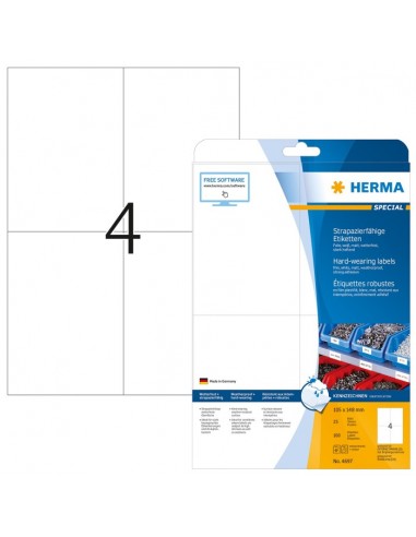 Herma Hardwearing Labels 105x148 25 Sheets DIN A4 100 pcs. 4697