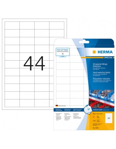 Herma Hardwearing Labels   4690 25 Sheets 1100 pcs.  48,3x25,4