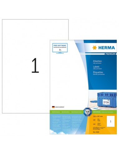 Herma Premium Labels 210x297 100 Sheets DIN A4 100 pcs. 4428