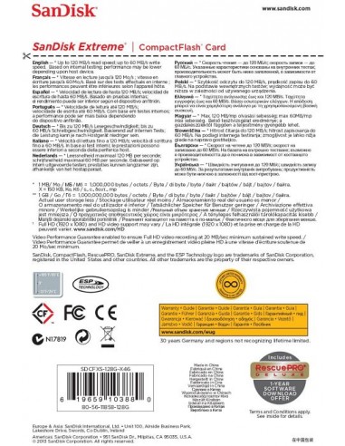 SanDisk Extreme CF         128GB 120MB/s UDMA7...