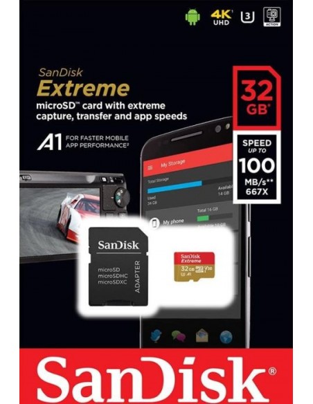 SanDisk microSDHC Action SC 32GB Extr.100MB A1 SDSQXAF-032G-GN6AA