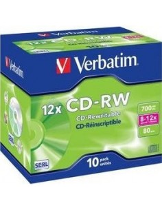 1x10 Verbatim CD-RW 80 / 700MB 8x - 12x Speed, Jewel Case