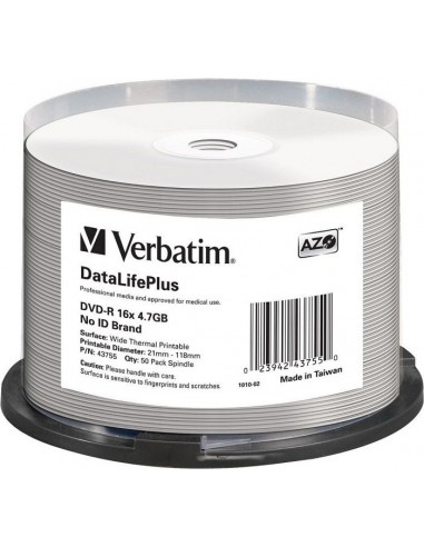 1x50 Verbatim DVD-R 4,7GB 16x white wide printable NON-ID