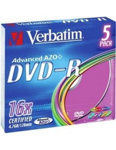 1x5 Verbatim DVD-R 4,7GB Colour 16x Speed, Slim Case
