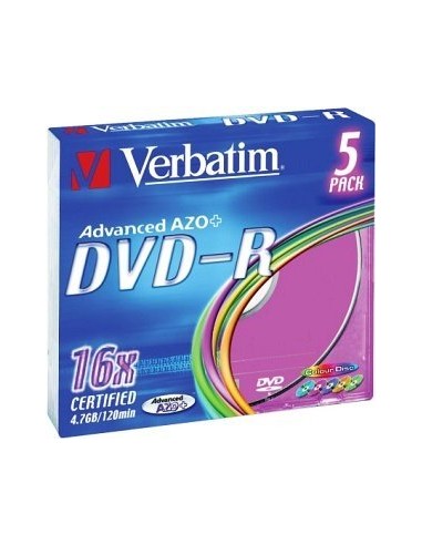 1x5 Verbatim DVD-R 4,7GB Colour 16x Speed, Slim Case