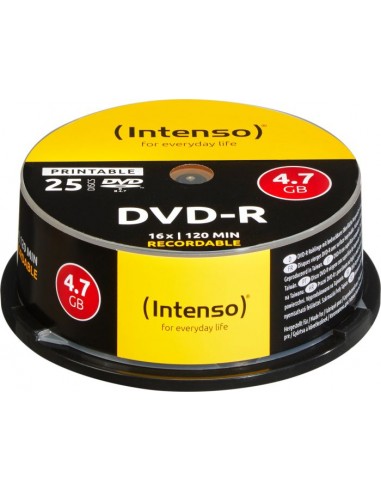 1x25 Intenso DVD-R 4,7GB 16x Speed Cakebox printable