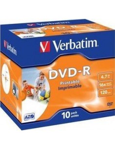 1x10 Verbatim DVD-R 4,7GB 16x Speed, Jewel Case, printable