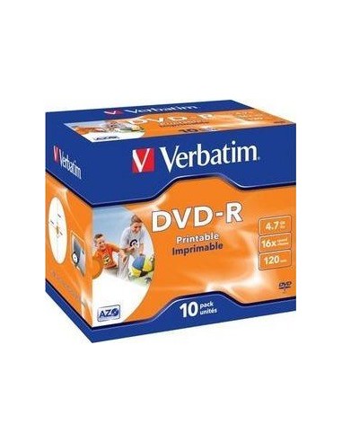 1x10 Verbatim DVD-R 4,7GB 16x Speed, Jewel Case, printable