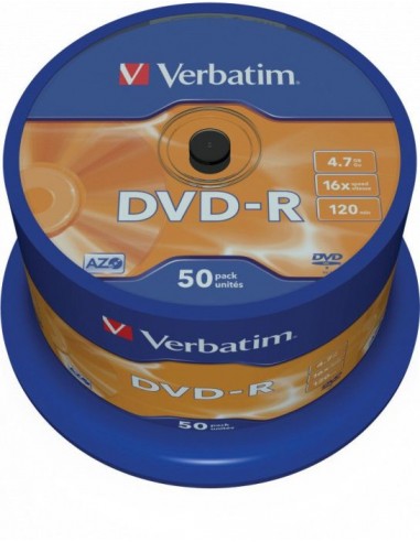 1x50 Verbatim DVD-R 4,7GB 16x Speed, matt silver