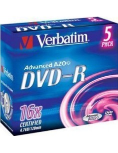 1x5 Verbatim DVD-R 4,7GB 16x Speed, Jewel Case