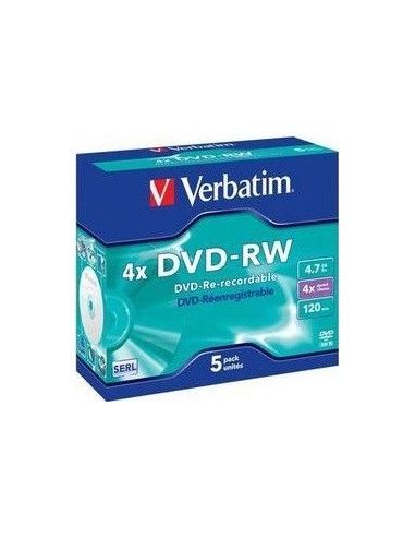 1x5 Verbatim DVD-RW 4,7GB 4x Speed, Jewel Case