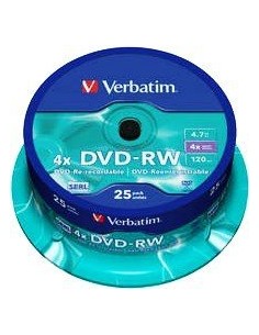 1x25 Verbatim DVD-RW 4,7GB 4x Speed, matt silver