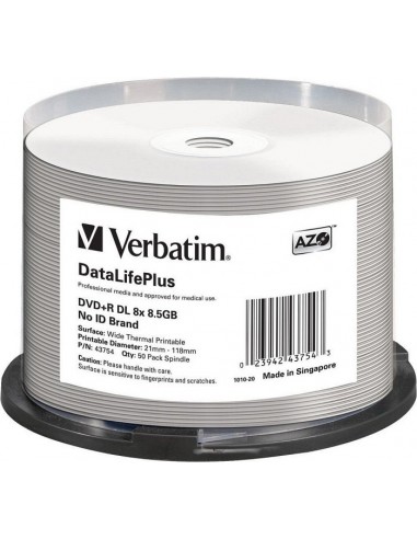 1x50 Verbatim DVD+R Double Layer 8x Speed 8,5GB thermal printable
