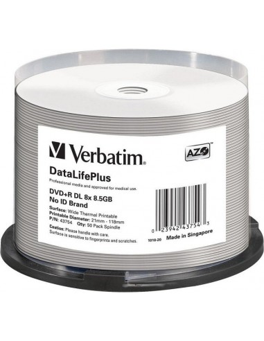 1x50 Verbatim DVD+R Double Layer 8x Speed 8,5GB...