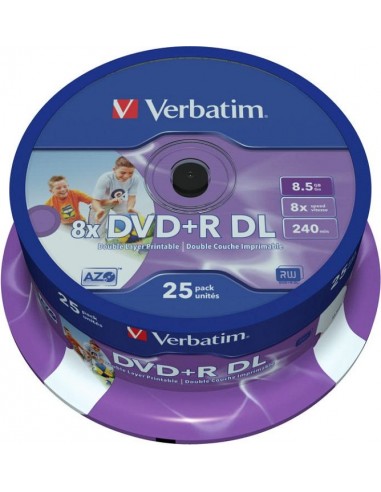 1x25 Verbatim DVD+R Double Layer 8x Speed, printable, 8,5GB