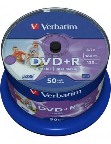 1x50 Verbatim DVD+R 4,7GB 16x Speed, wide printable NON-ID