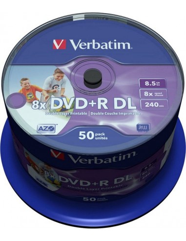 1x50 Verbatim DVD+R Double Layer 8x Speed, 8,5GB wide printable