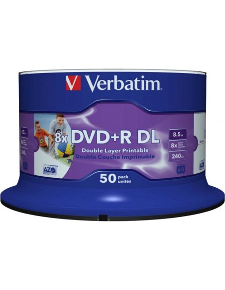 1x50 Verbatim DVD+R Double Layer 8x Speed, 8,5GB wide printable