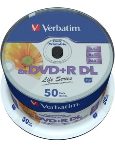 1x50 Verbatim DVD+R DL wide pr. 8x Speed, 8,5GB Life Series