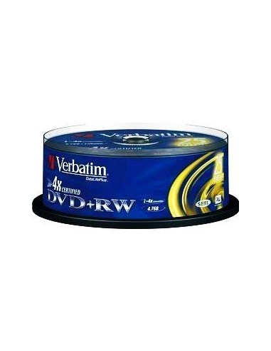 1x25 Verbatim DVD+RW 4,7GB 4x Speed, matt silver