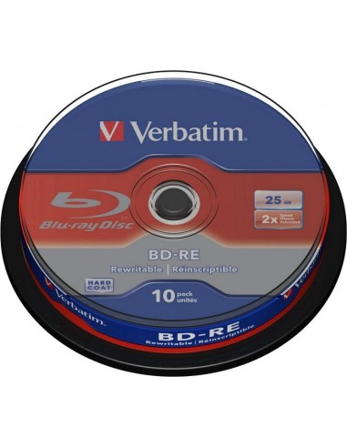 1x10 Verbatim BD-RE Blu-Ray 25GB 2x Speed, Cakebox