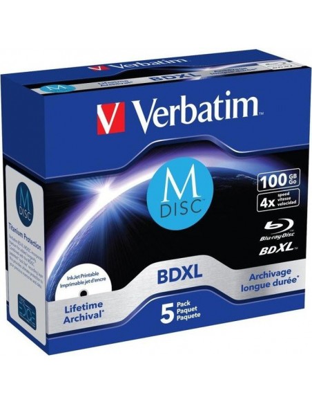 1x5 Verbatim M-Disc BD-R Blu-Ray 100GB 4x Speed inkjet print. JC