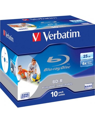 1x10 Verbatim BD-R Blu-Ray 25GB 6x Speed, printable, Jewel Case