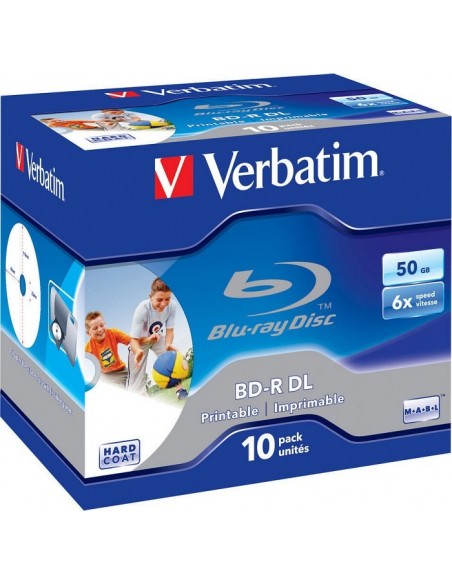 1x10 Verbatim BD-R Blu-Ray 50GB 6x Speed printable Jewel Case