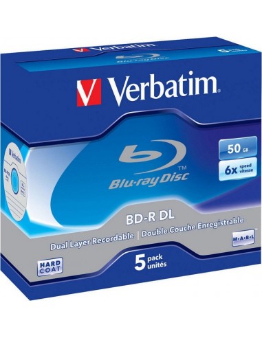 1x5 Verbatim BD-R Blu-Ray 50GB 6x Speed, white blue Jewel Case