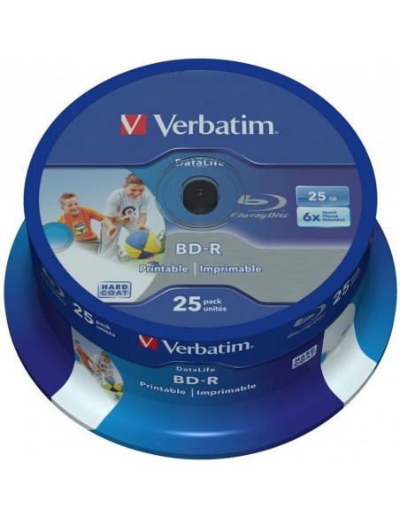 1x25 Verbatim BD-R Blu-Ray 25GB 6x Speed DL Wide Printable CB
