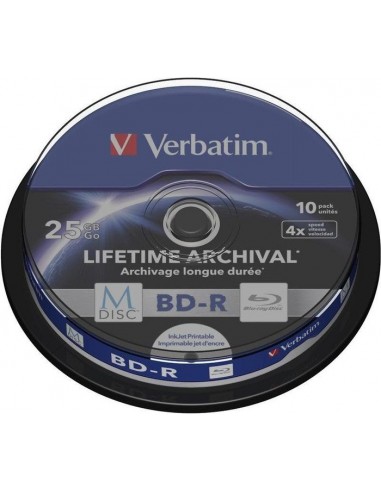 1x10 Verbatim M-Disc BD-R BluRay 25GB 4x Speed Cakebox printable