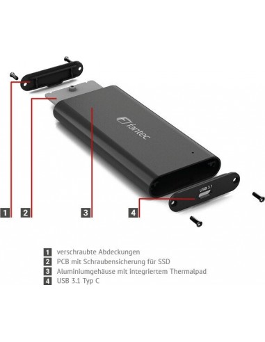 Fantec NVMe31 black SSD-casing USB 3.1