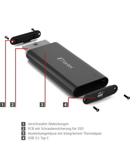 Fantec NVMe31 black SSD-casing USB 3.1
