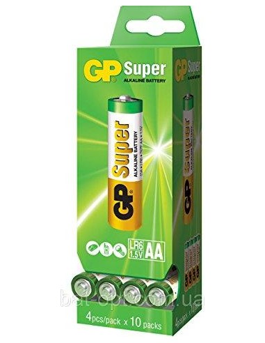 1x40 GP Super Alkaline AA Mignon Batteries PET Box 03015AB40