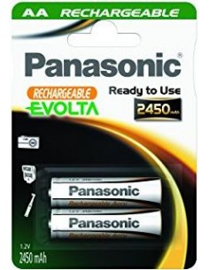 1x2 Panasonic Akku NiMH Mignon AA 2450 mAh Rechargeable...