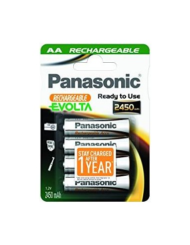 1x4 Panasonic Akku NiMH Mignon AA 2450 mAh Rechargeable Evolta